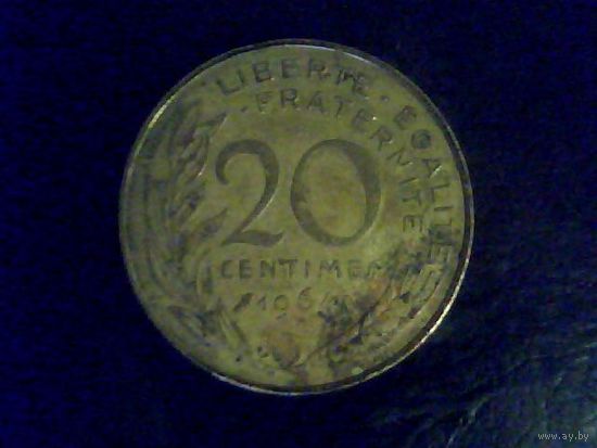 Монеты.Европа.Франция. 20 Сантимов 1964