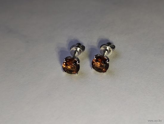 Серьги гвоздики раух топаз