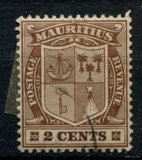 Британские колонии - Маврикий - 1910г. - герб, 2 с - 1 марка - гашёная. Без МЦ!