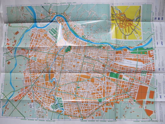 3 карты: Турин (65х50 см), его окрестности (60х40) и область Пьемонт (70х60)