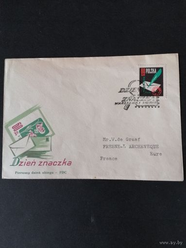 Польша 1958 КПД с маркой "День почтовой марки" (спецгашение) Mi.1068 каталог 1.10 евро