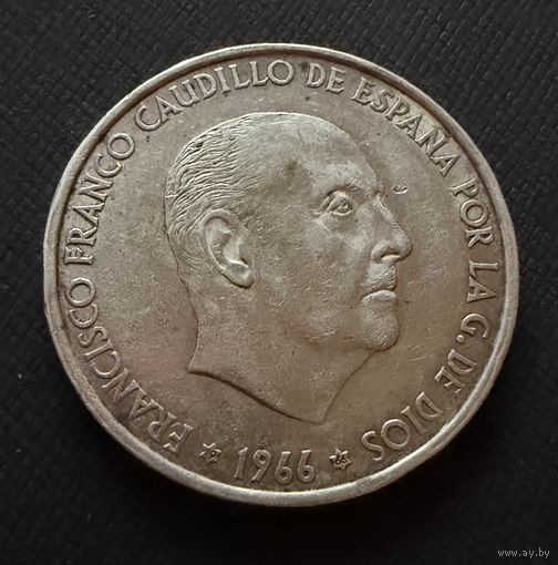 100 песет 1966 г.  Франсиско Франко. Испания  СЕРЕБРО