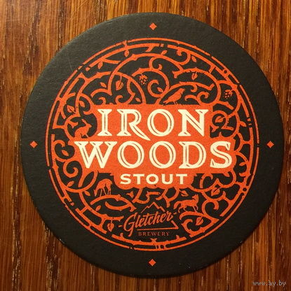 Подставка под пиво Iron Woods Stout крафтовой пивоварни Gletcher Brewery /г.Клин, Московская обл., Россия/