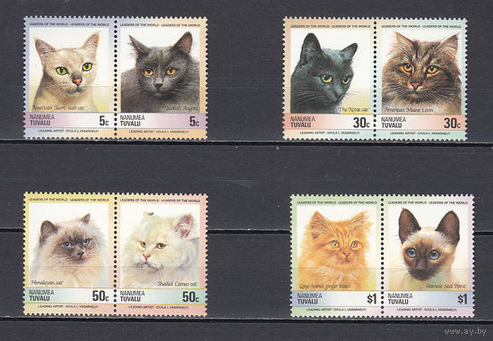 Фауна. Кошки. Тувалу. 1984. 8 марок. Michel N 45-52 (6,5 е).