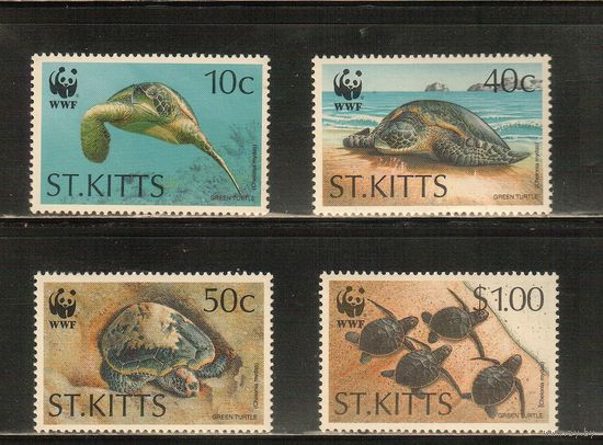 Сент-Киттс-1996(Мих.390-393) , **  ,  Морская  Фауна , Черепахи (полная серия),