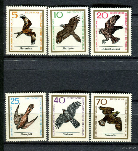 ГДР - 1965г. - Птицы - полная серия, MNH, одна марка с отпечатком на клее [Mi 1147-1152] - 6 марок