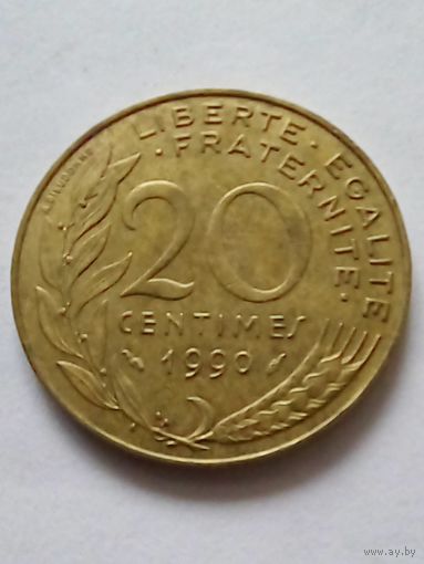 Франция.20 сантимов 1990 г.
