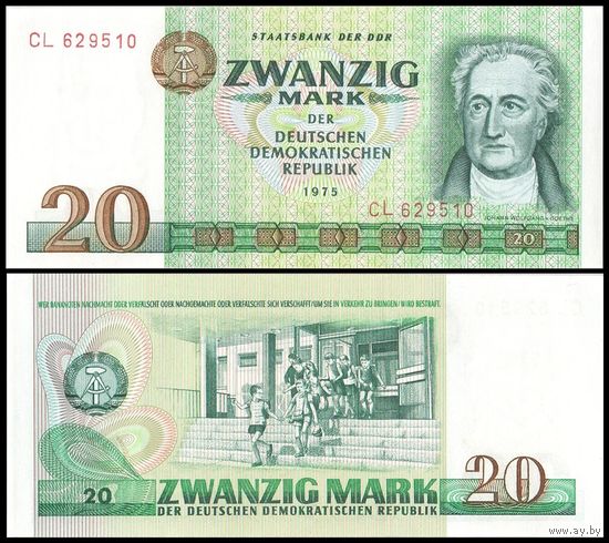 ГДР 20 марок образца 1975 года UNC p29a