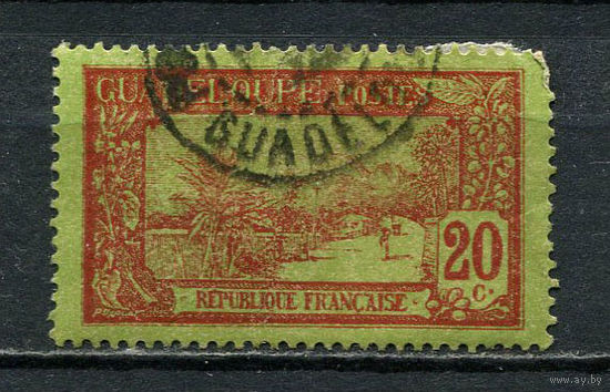 Французские колонии - Гваделупа - 1905/1907 - Вулкан Суфриер 20С - [Mi.58] - 1 марка. Гашеная.  (Лот 71Gw)-T4P15