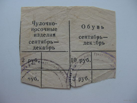 Талоны на обувь и др. г. Лида