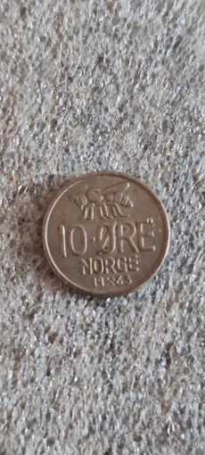 Норвегия 10 эре 1963