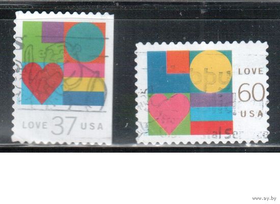 США-2002 (Мих.3631-3632) , гаш. , Поздравительные марки (полная серия)