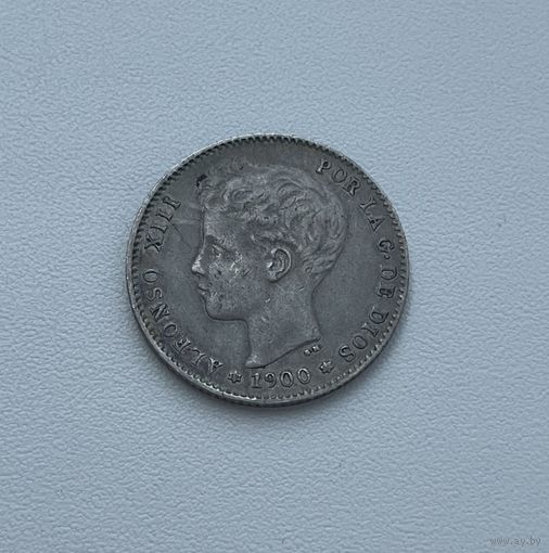 ИСПАНИЯ  1 песета 1900 г.