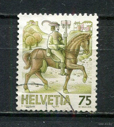 Швейцария - 1989 - Стандарты. Всадник - [Mi. 1390] - полная серия - 1 марка. Гашеная.  (Лот 34HX)-TG3P38