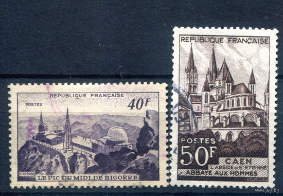 Франция - 1951г. - архитектура, ландшафты - 2 марки - полная серия, гашёные [Mi 935-936]. #2-Fr-61-A-2