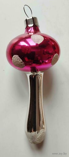 Елочная игрушка СССР. Гриб мухомор. (10,5 см)