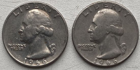 США 25 центов (квотер) 1966 г. Цена за 1 шт.