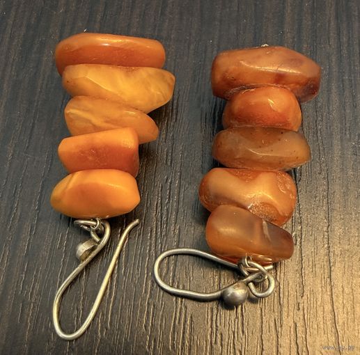 Винтажные серьги из янтаря.