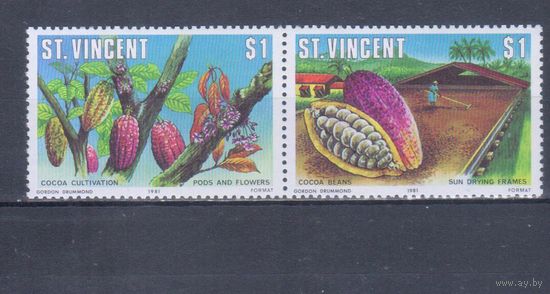 [830] Сент-Винсент 1981. Флора.Какао.Плоды. СЦЕПКА MNH