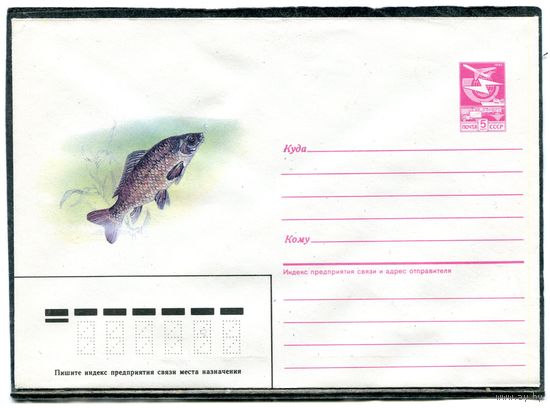 СССР 1987. ХМК. Конверт. Рыба сазан. Худ. А.Исаков