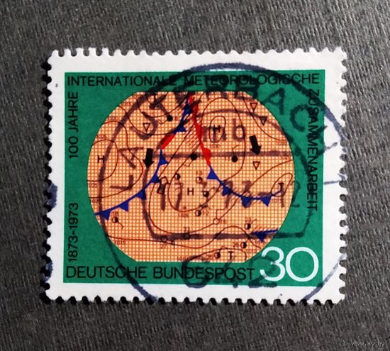 Марка Германия 1973 год 100 лет метеорологической службе