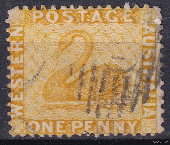 142.Aust. Великобритания. Австралийские штаты. Западная Австралия. Чёрный лебедь. Стандарт. 1882 г. 1p. Mi.#23C.