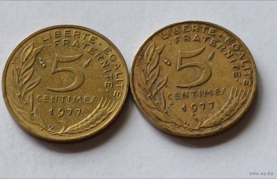 Франция. 5 сантимов 1977 года.
