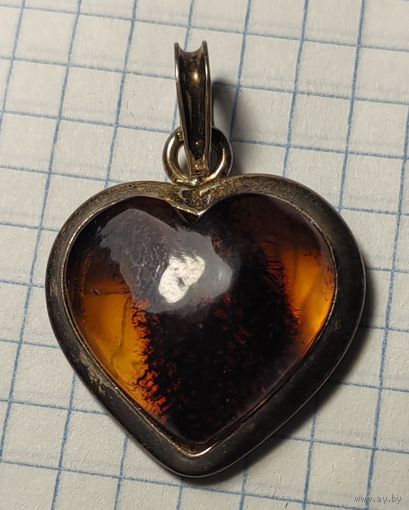 Кулон с янтарём, 925