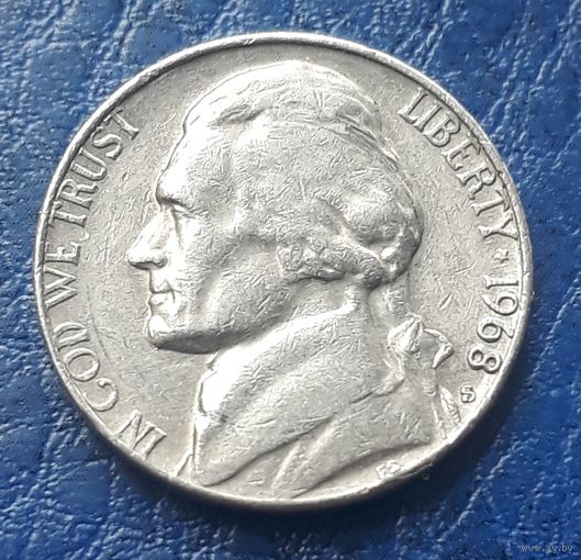 5 центов  1968 S США Джеферсон