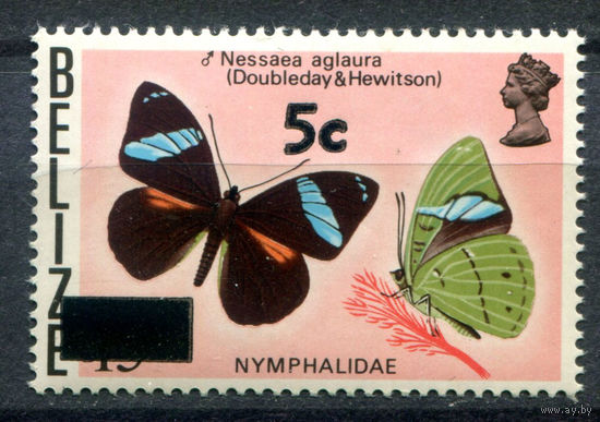 Белиз - 1976г. - бабочки - 1 марка - полная серия, MNH [Mi 369]. #4-B6-Z-1-23