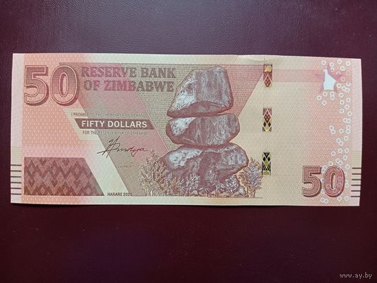 Зимбабве 50 долларов 2020 UNC