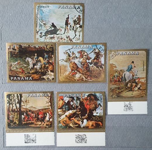 Панама живопись охота 6шт