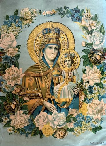 Старинная литография Иерусалимской Божьей Матери