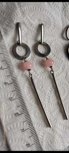 Серьги дизайнерские с розовым кварцем