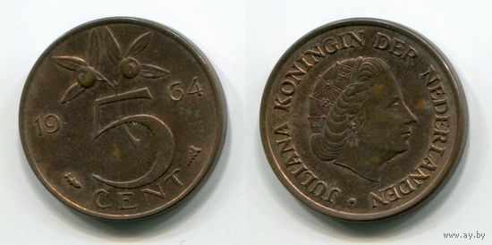 Нидерланды. 5 центов (1964, XF)