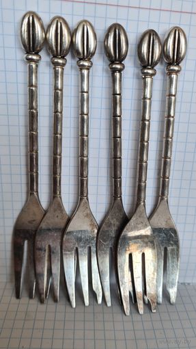 С 1 РУБЛЯ ! ЛОТ  НАБОР 6 ВИЛОК  В ВИДЕ КОФЕЙНЫХ ЗЁРЕН ДИСЕРТ ТОРТ