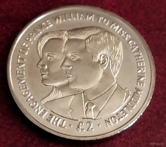 Британская территория Индийского океана 2 фунта, 2010 Помолвка Принца Уильяма и Кэтрин Миддлтон