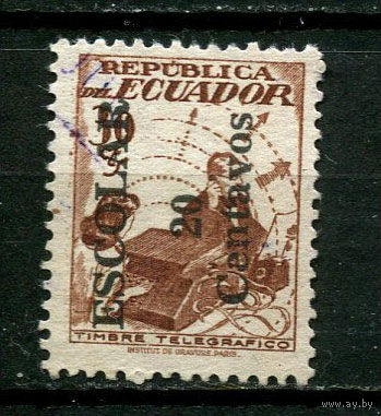 Эквадор - 1954 - Надпечатка ESCOLAR 20 Centavos на 30C. Zwangszuschlagsmarken - [Mi. 72z] - полная серия - 1 марка. Гашеная.  (LOT AL54)