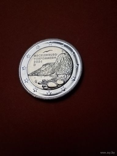2 евро 2024 Германия. Юбилейные. Федеральные земли Германии - Мекленбург-Передняя Померания. С рубля. (08))