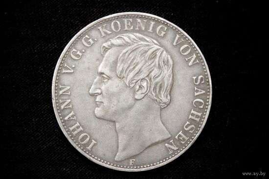 2 талера 1857 г. Саксония (Германия), Иоганн. Кабинетная патина, пореже!
