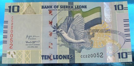 Сьерра Леоне. 10 леоне 2022 года Номер по каталогу: P37  Пресс Unc