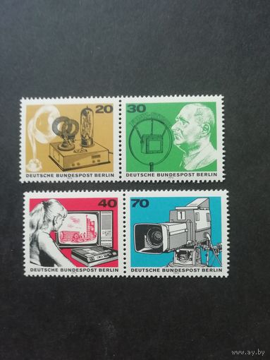 Западный Берлин. 1973 Серия из 4 марок из блока Mi.4 "50 лет немецкому радиовещанию" (чистые**) Mi. 455-458 каталог 4.80 евро