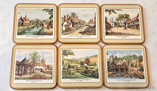 Винтажная подставка Pimpernel под горячее с пробковой основой Celluware Limited Англия ХХ век