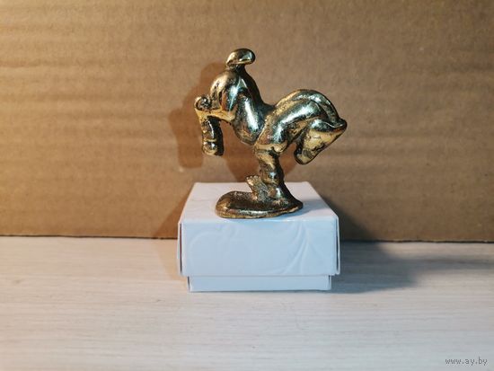 Тяжёлая, латунная фигурка "Цирковой коник", высота 4 см.