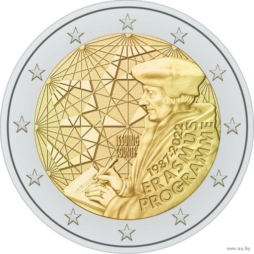 2 евро 2022 Франция 35 лет программы Erasmus UNC из ролла