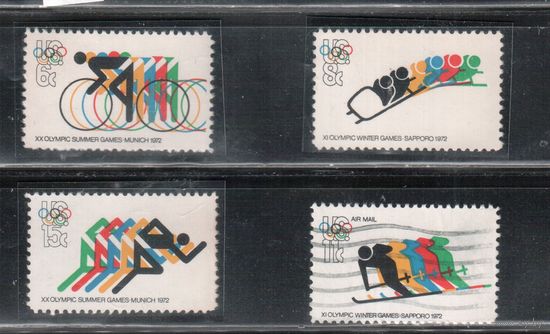 США-1972, (Мих.1075-1078), ** ( 1 м - гаш.) , Спорт, ОИ-1972(полная серия)