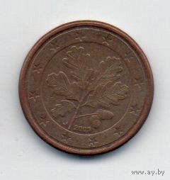 ФЕДЕРАТИВНАЯ  РЕСПУБЛИКА ГЕРМАНИЯ. ЕВРОПЕЙСКИЙ СОЮЗ 1 ЕВРОЦЕНТ 2005 J
