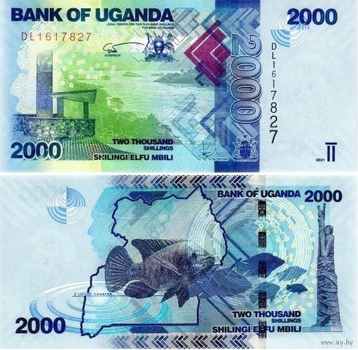 Уганда 2000 шиллингов 2022 год UNC
