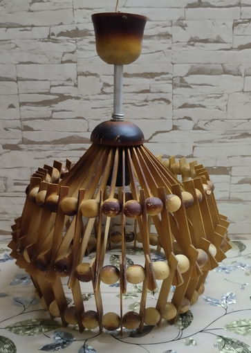 Люстра деревянная Плафон дерево Абажур из дерева . Лампа СССР