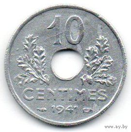 ФРАНЦУЗСКОЕ ГОСУДАРСТВО. 10 САНТИМОВ 1941.